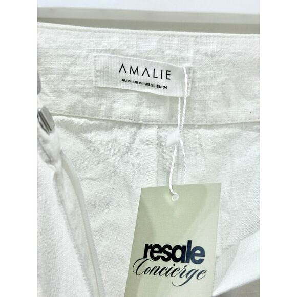 Showpo Amalie High Rise Wide Leg Buckle Waist Zip-Up Denim Pants White Womens 2 - Picture 3 of 4